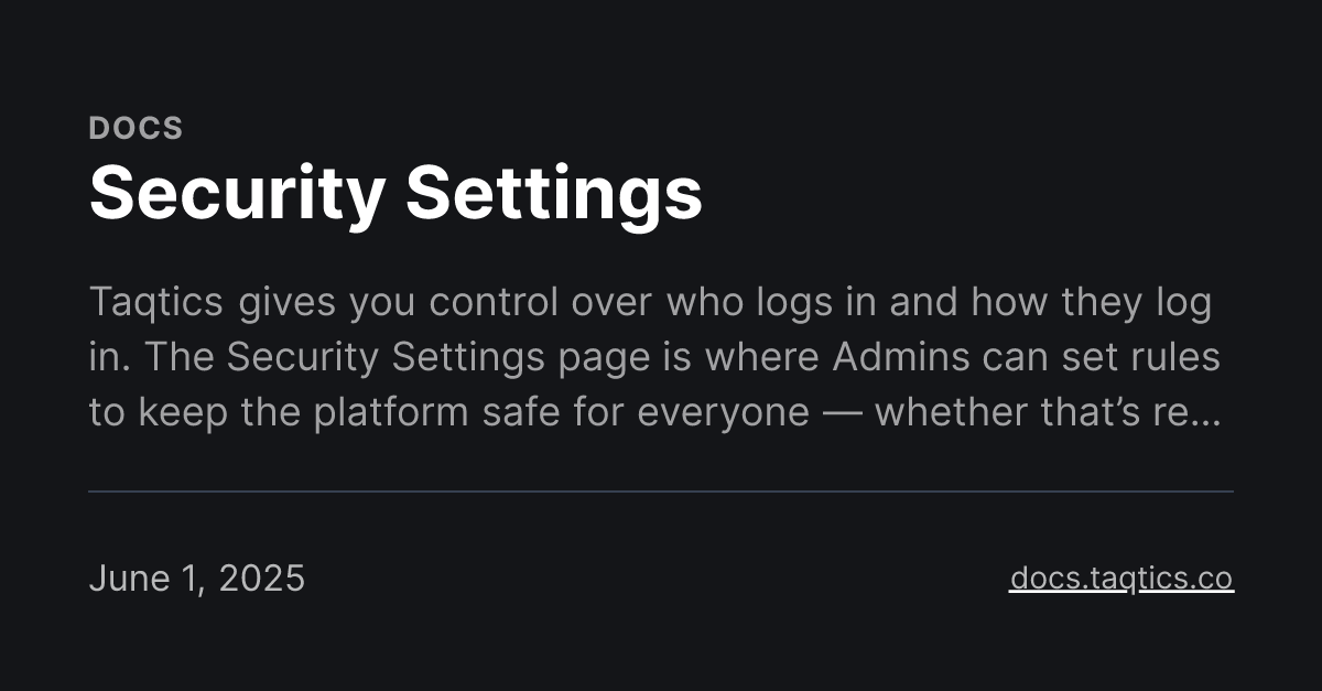 Security Settings