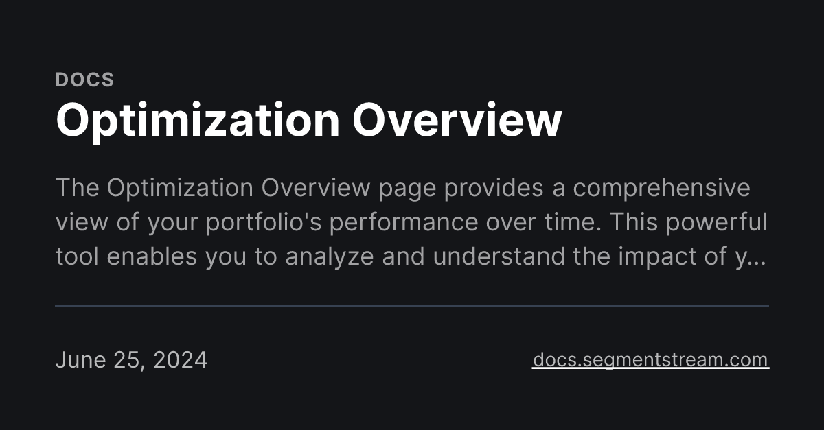 Optimization Overview