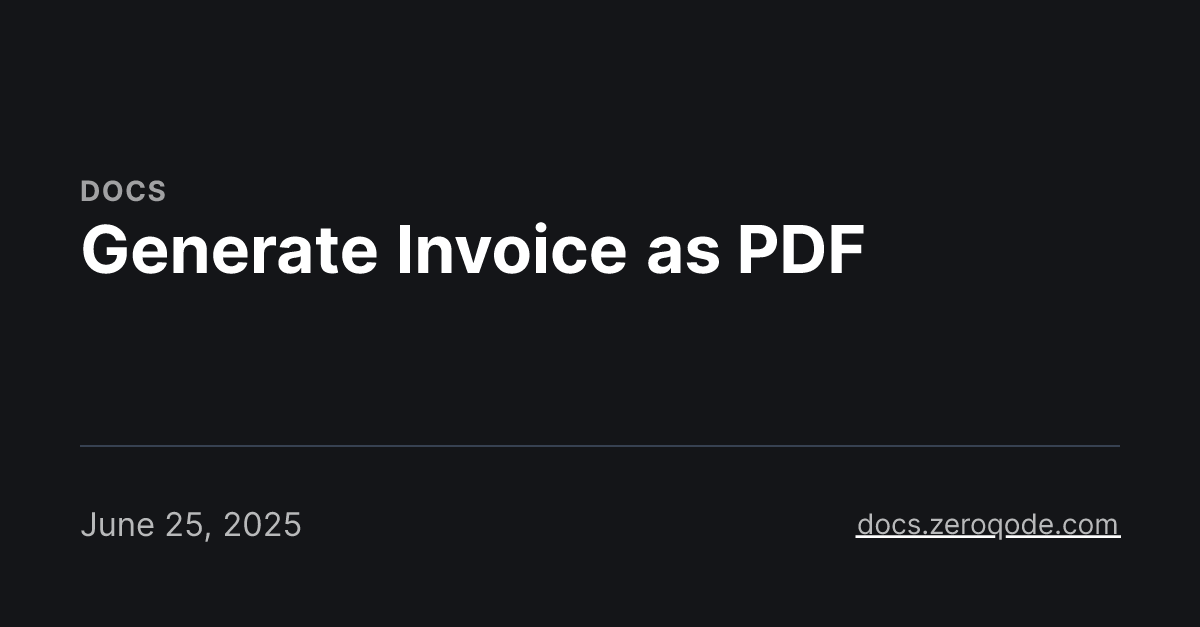 Generate Invoice as PDF