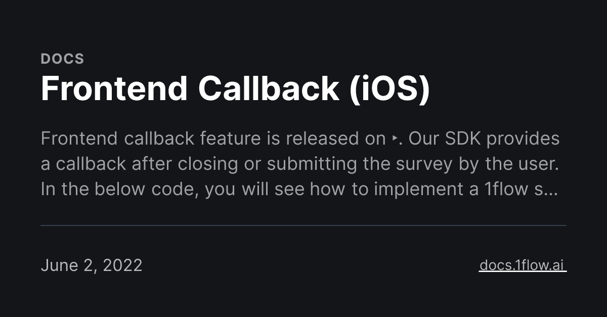 Frontend Callback (iOS)