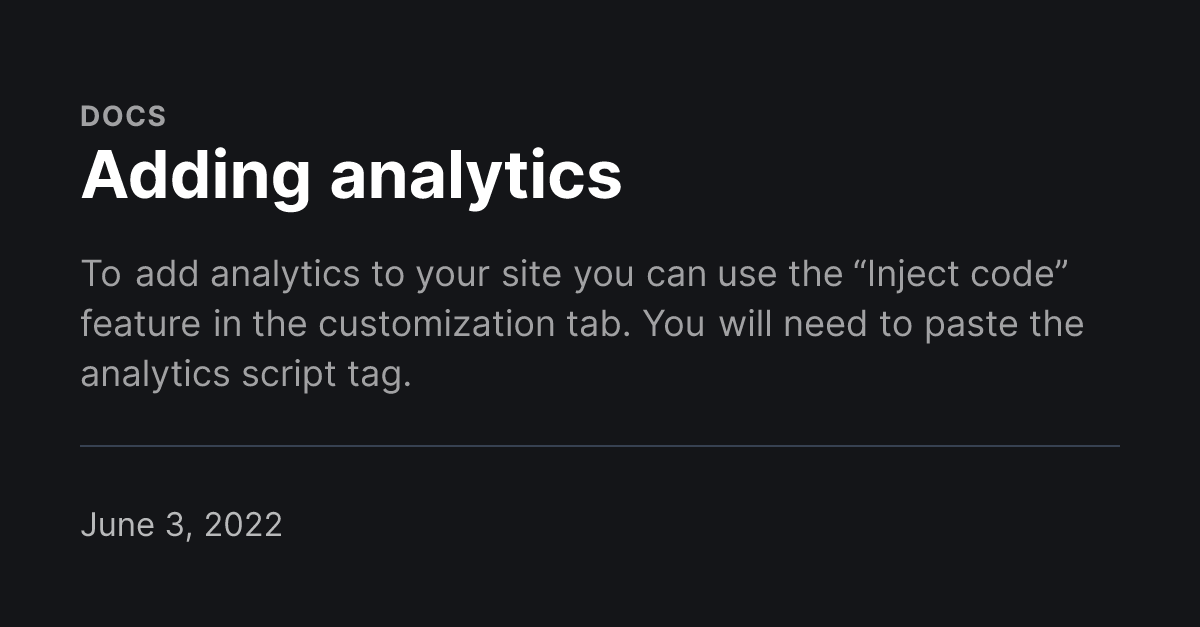 Adding analytics