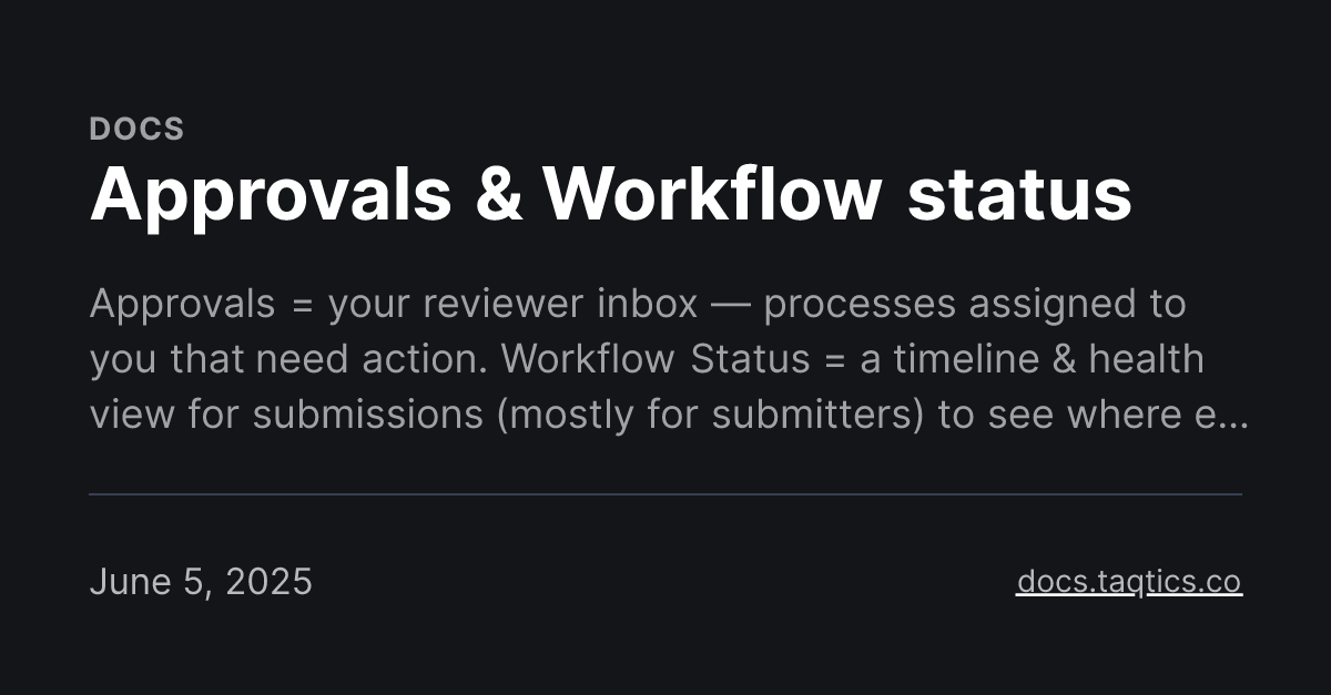 Approvals & Workflow status