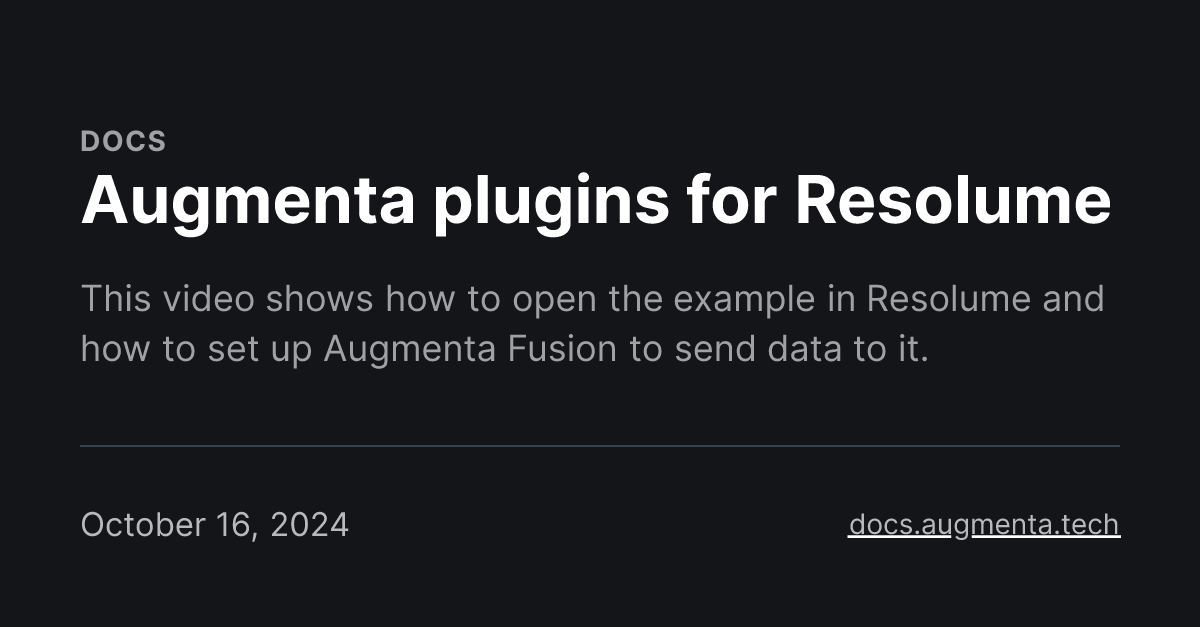 Augmenta plugins for Resolume