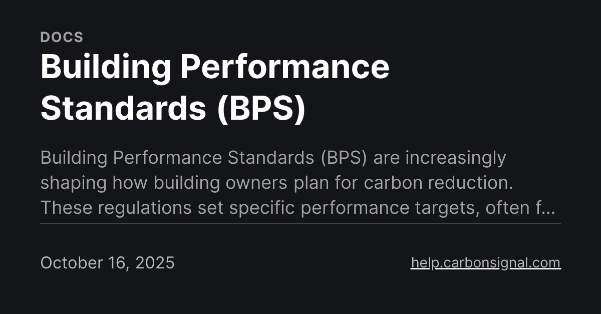 Building Performance Standards (BPS)