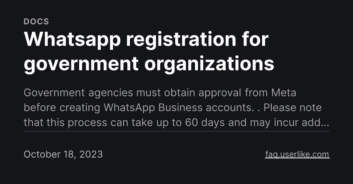 Whatsapp Registration For Government Organizations