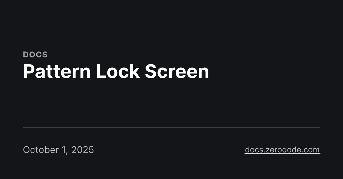 Pattern Lock Screen