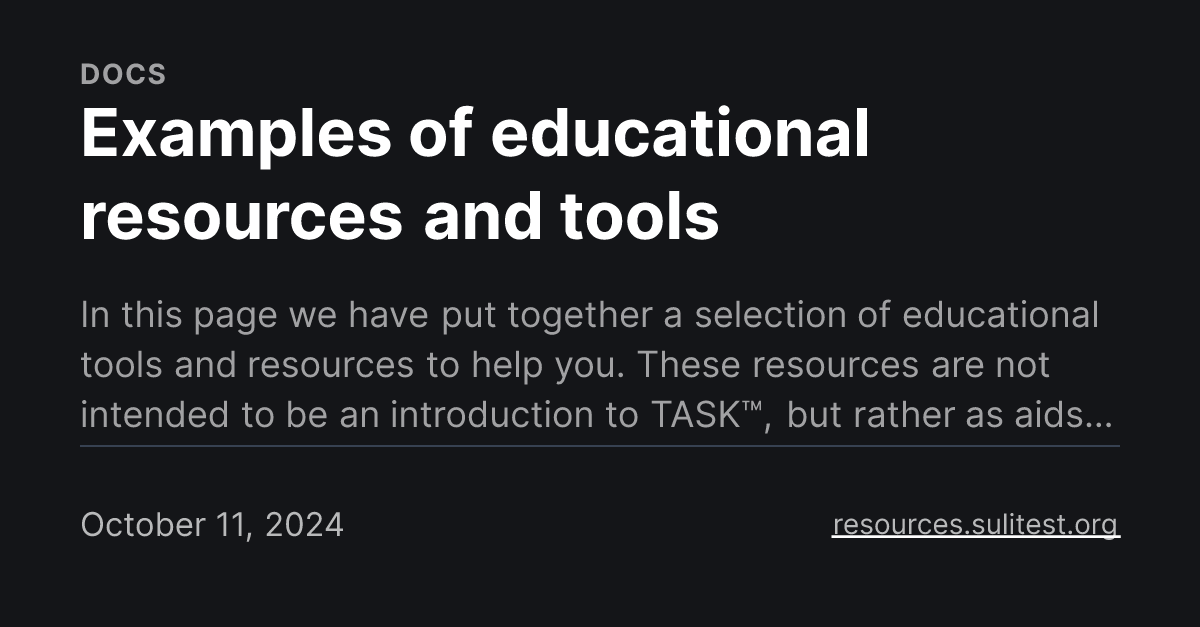 Examples of educational resources and tools