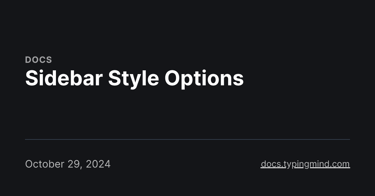 Sidebar Style Options