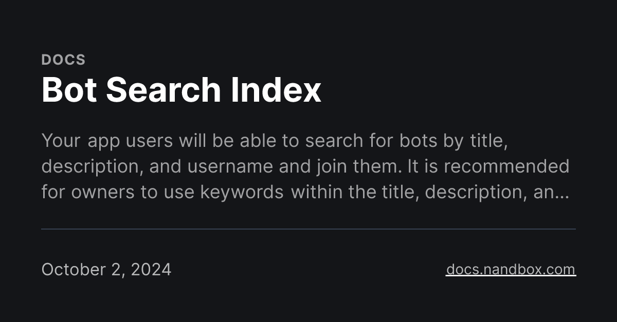 Bot Search Index