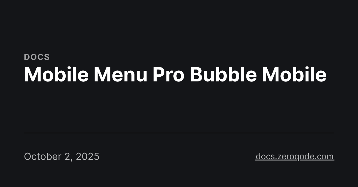 Mobile Menu Pro Bubble Mobile