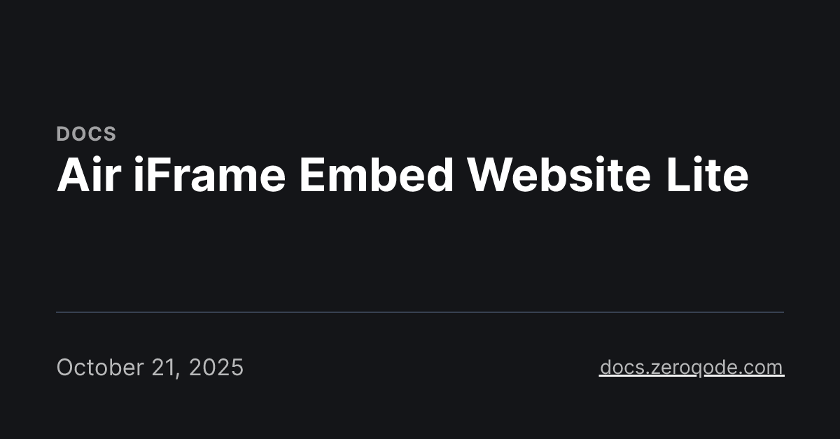 Air iFrame Embed Website Lite