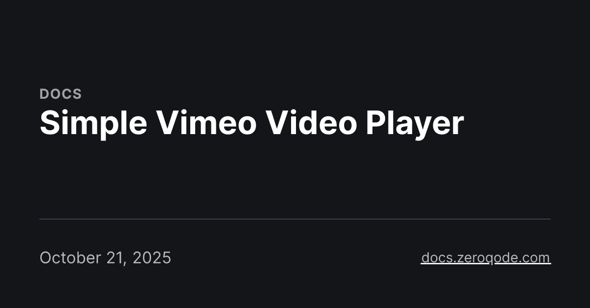 Simple Vimeo Video Player
