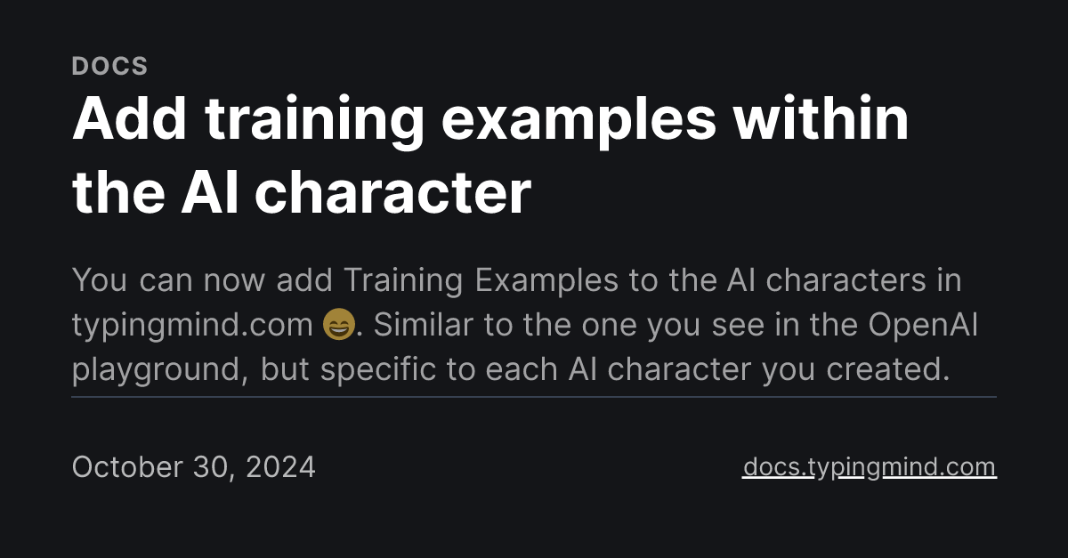 Add training examples within the AI character