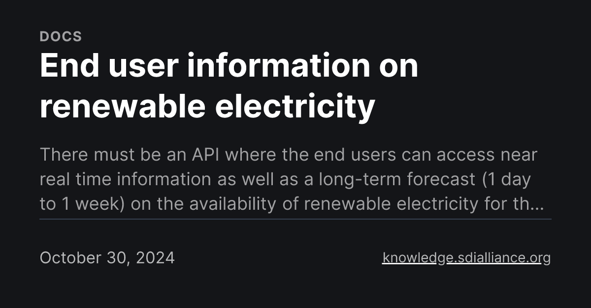 End user information on renewable electricity