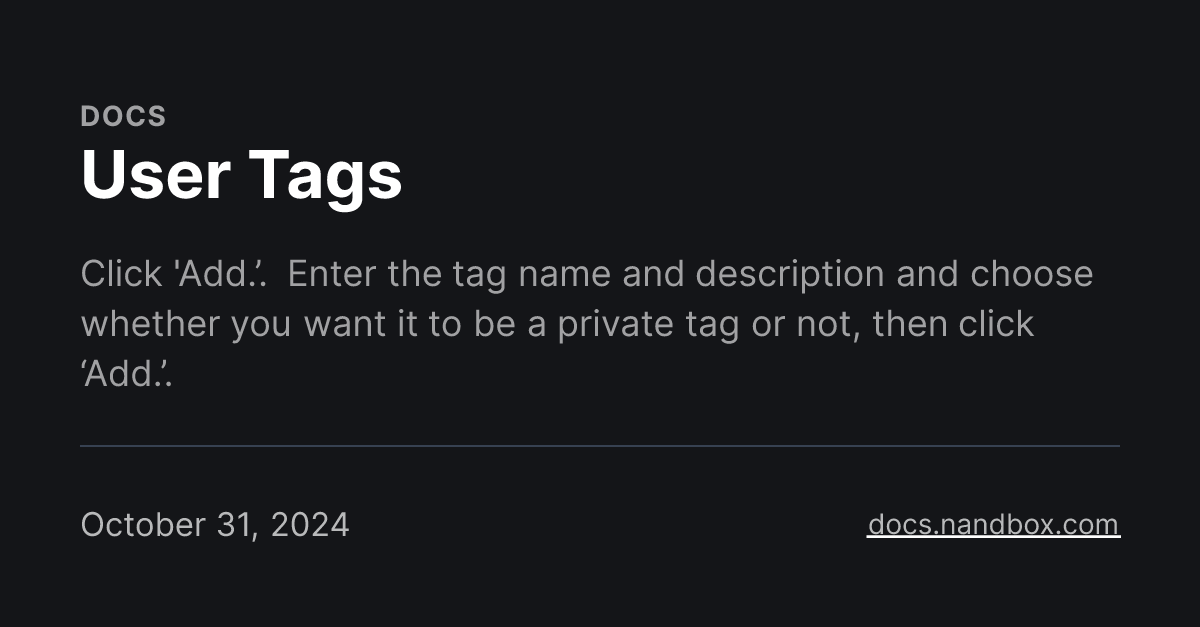 User Tags