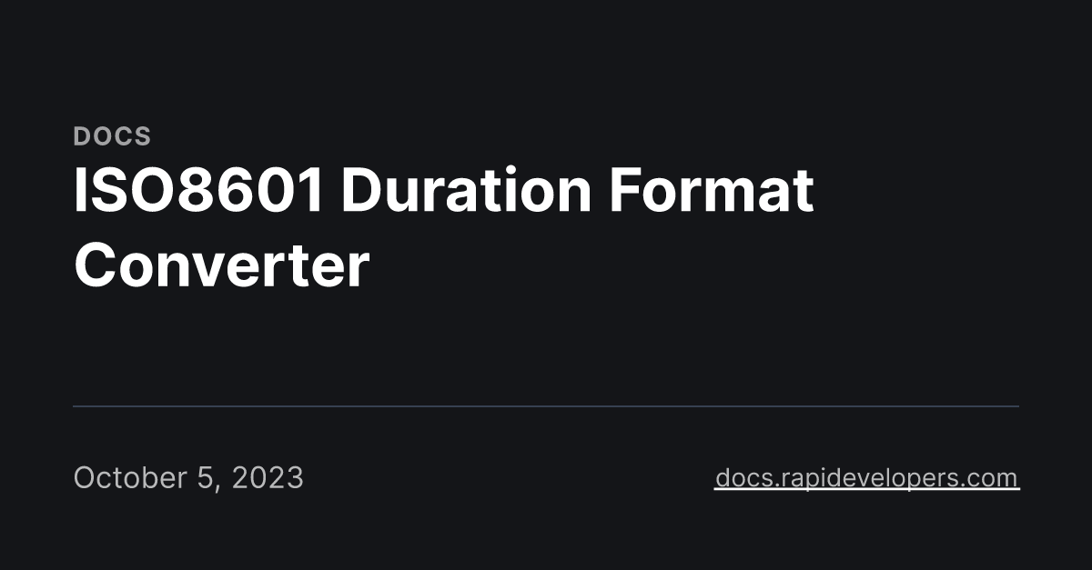 Iso8601 Duration Format Converter