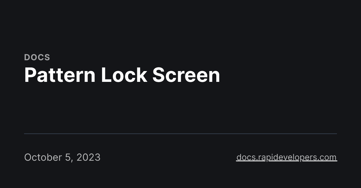 Pattern Lock Screen