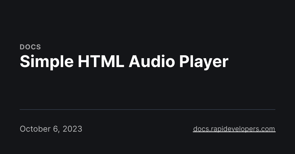 Simple HTML Audio Player