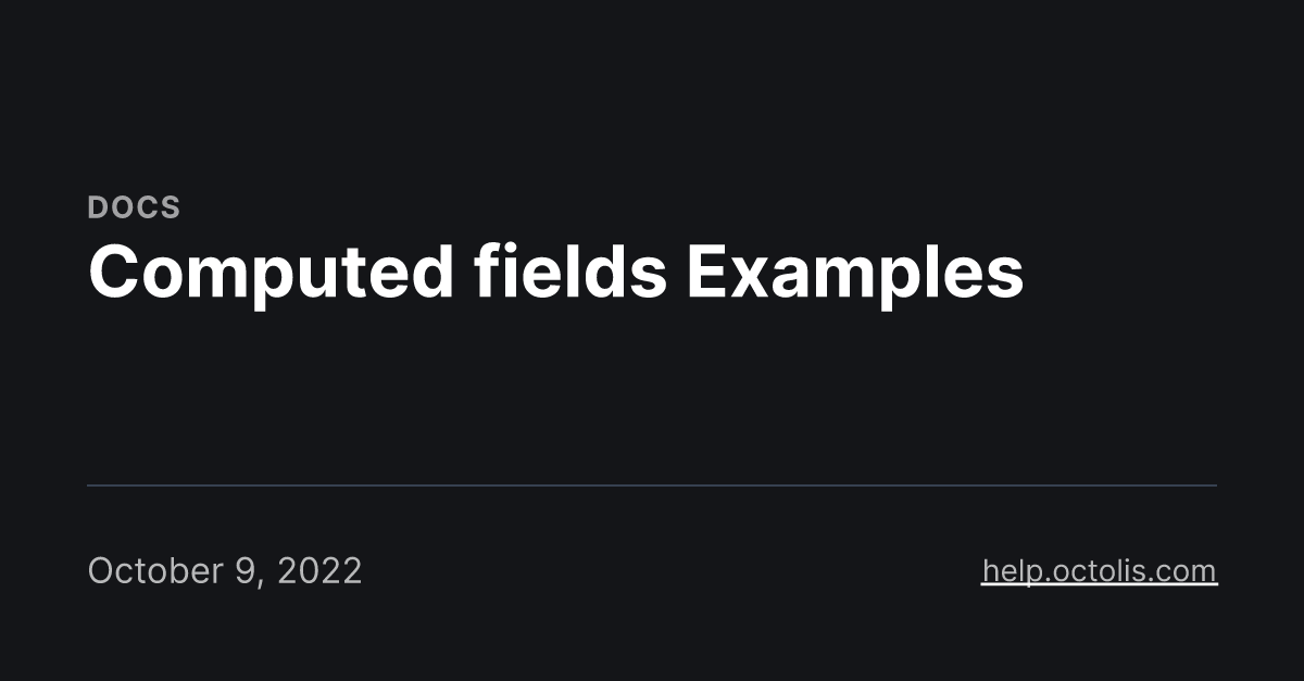Computed fields Examples