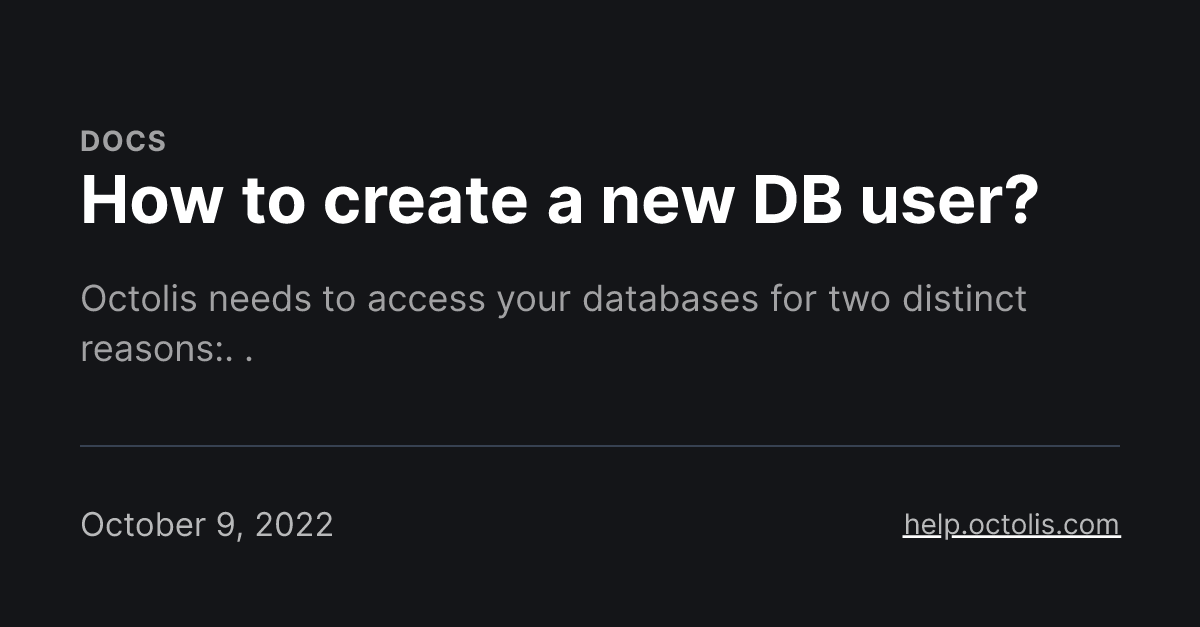 How to create a new DB user?