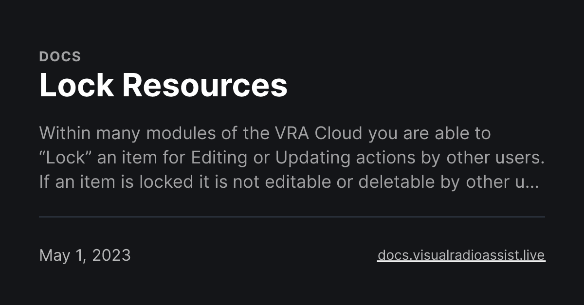 Lock Resources