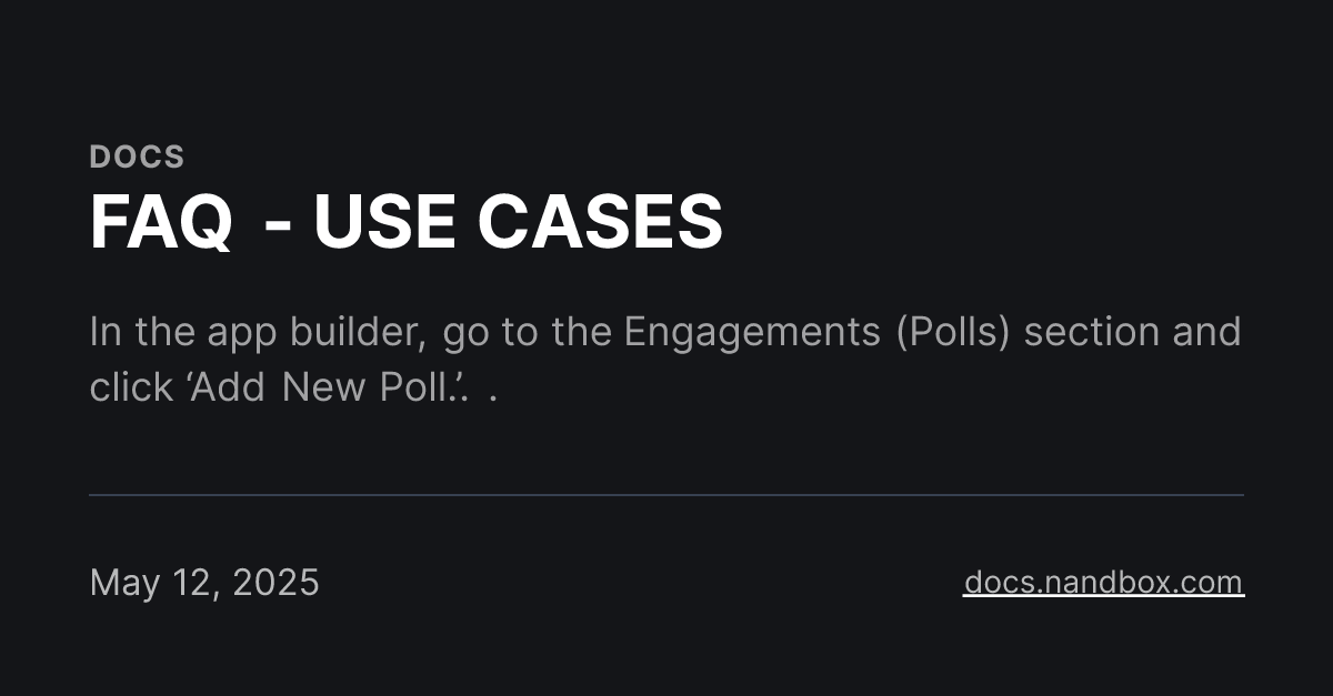 FAQ - USE CASES