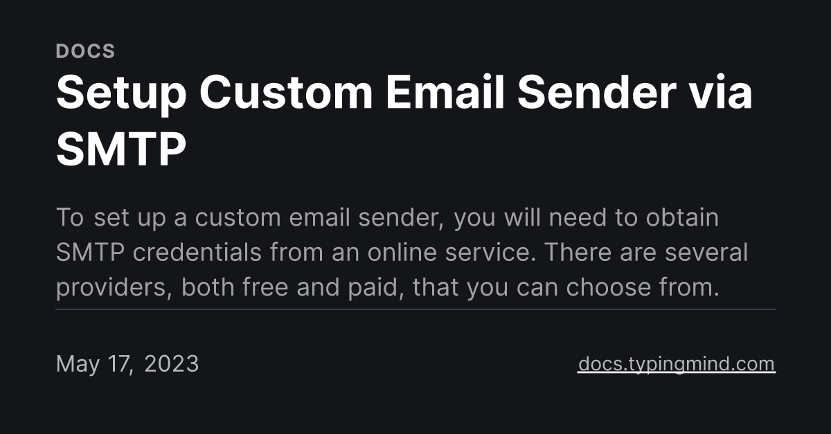 Setup Custom Email Sender via SMTP