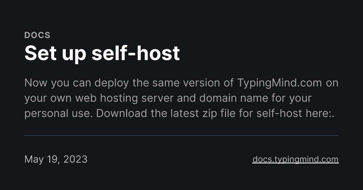 Set up self-host