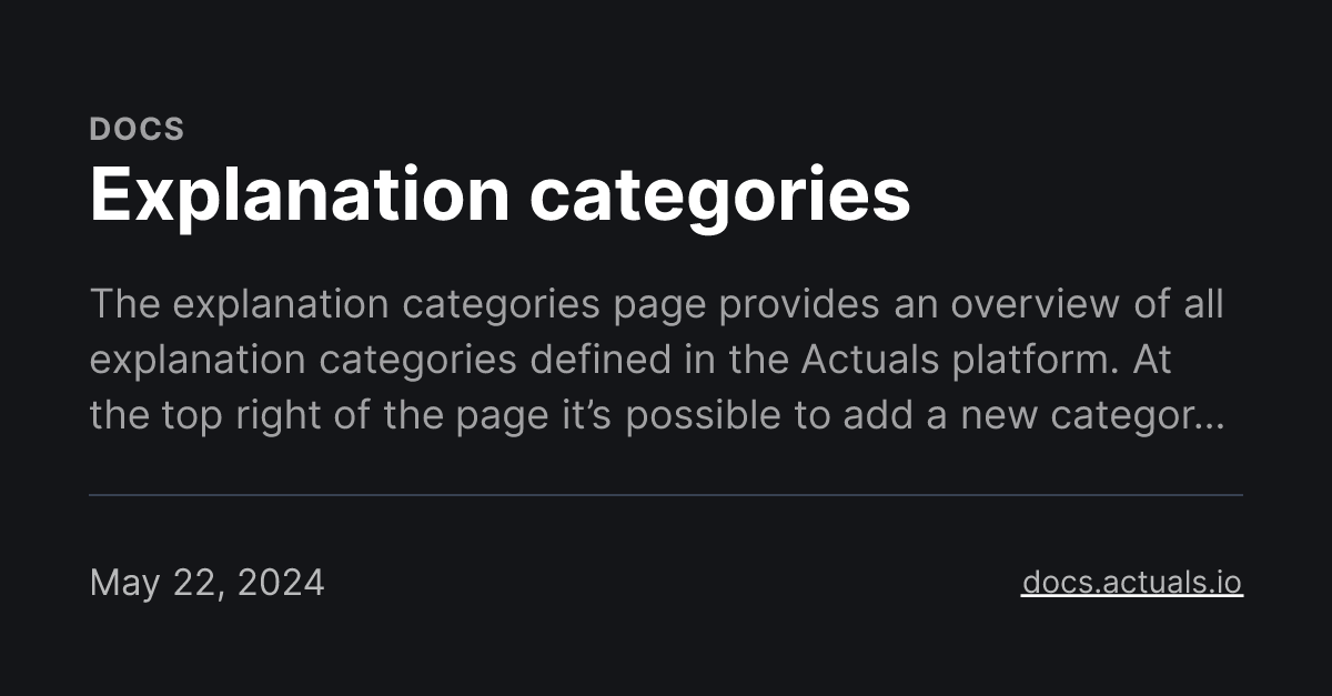 Explanation categories