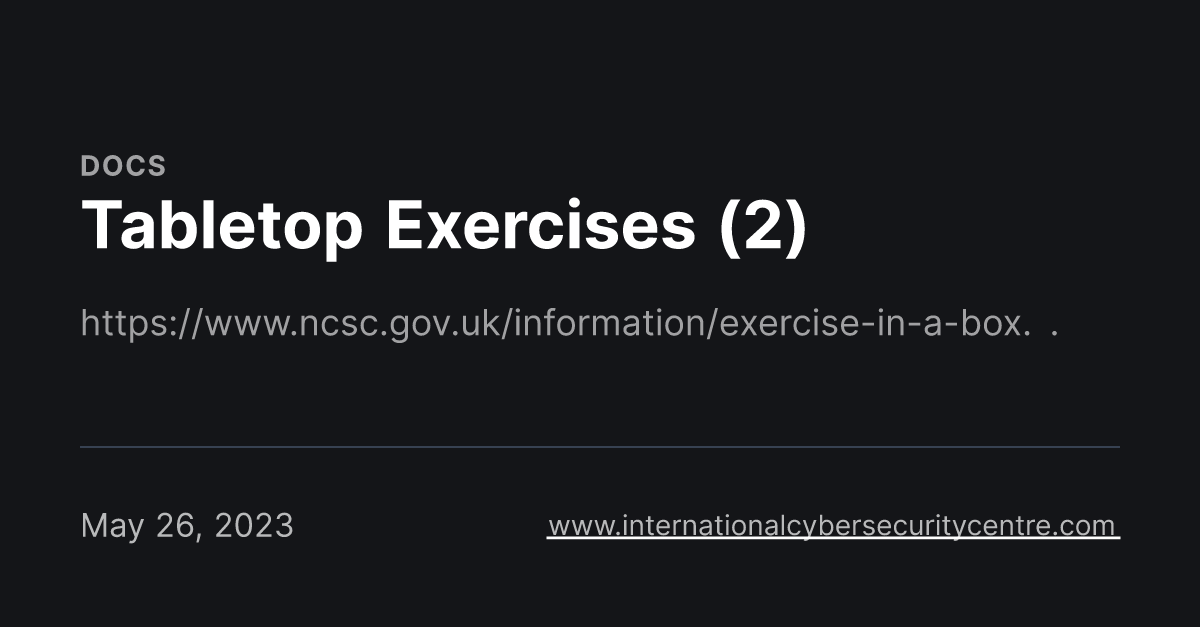 Tabletop Exercises (2)