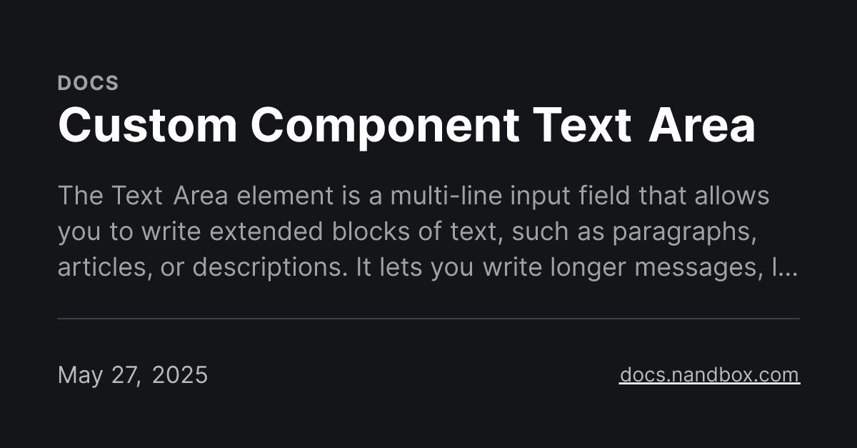 Custom Component Text Area