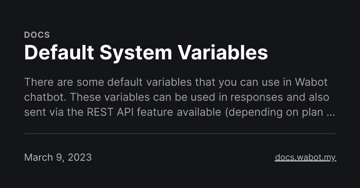 Default System Variables