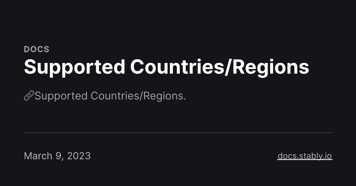 Supported Countries/Regions