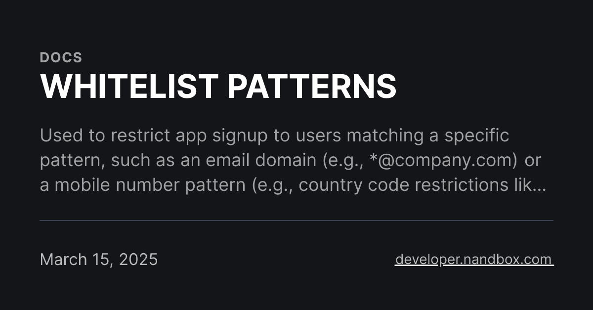 WHITELIST PATTERNS