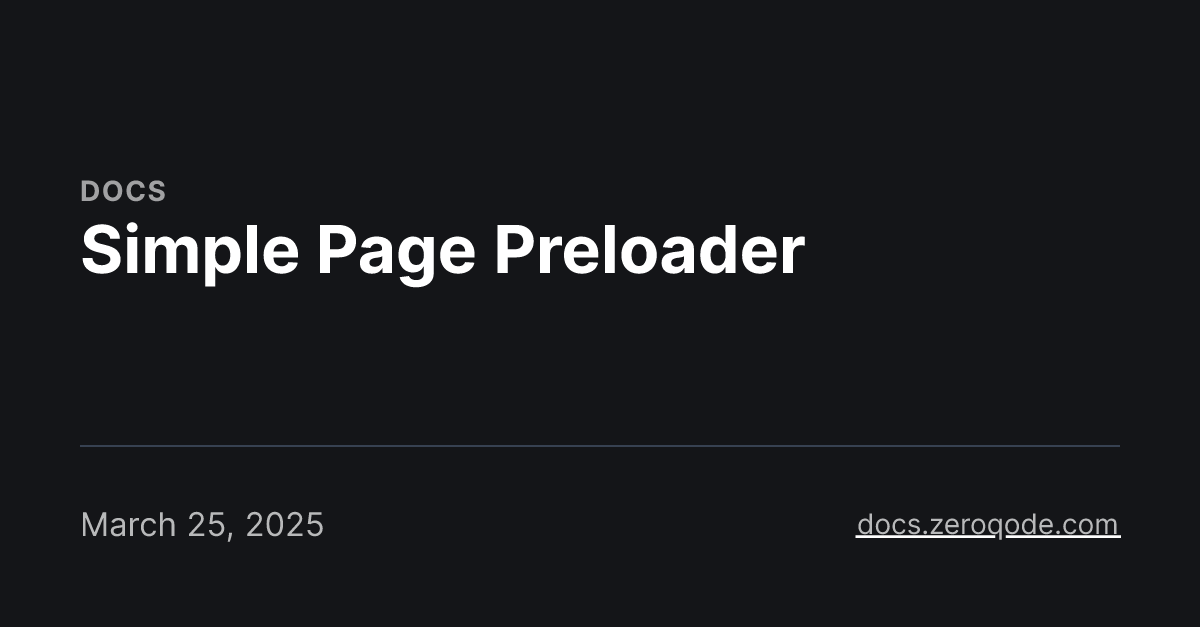 Simple Page Preloader