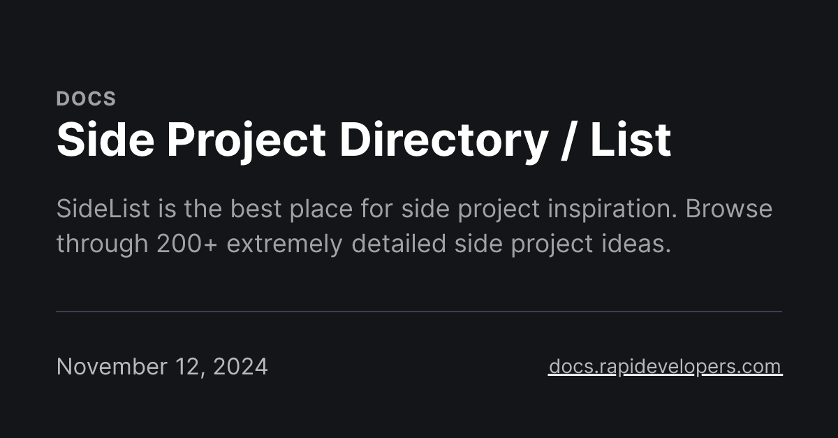 Side Project Directory / List