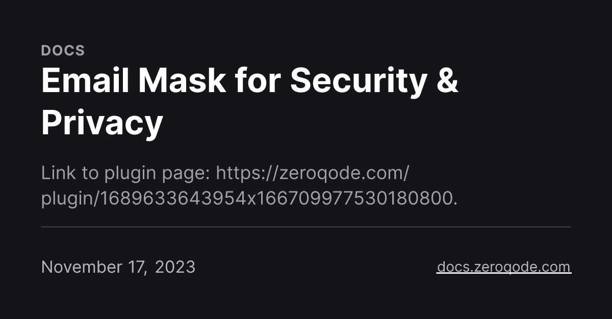 Email Mask for Security & Privacy
