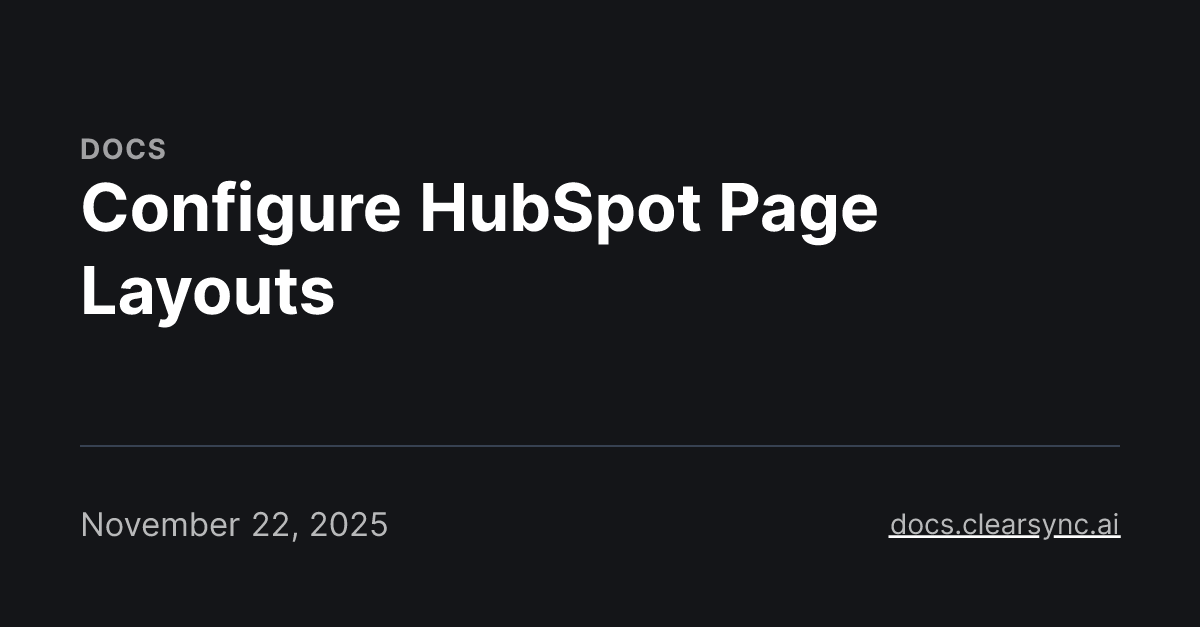Configure HubSpot Page Layouts
