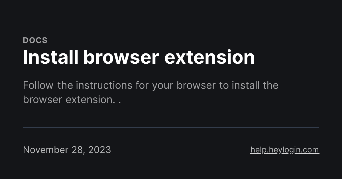 Install browser extension