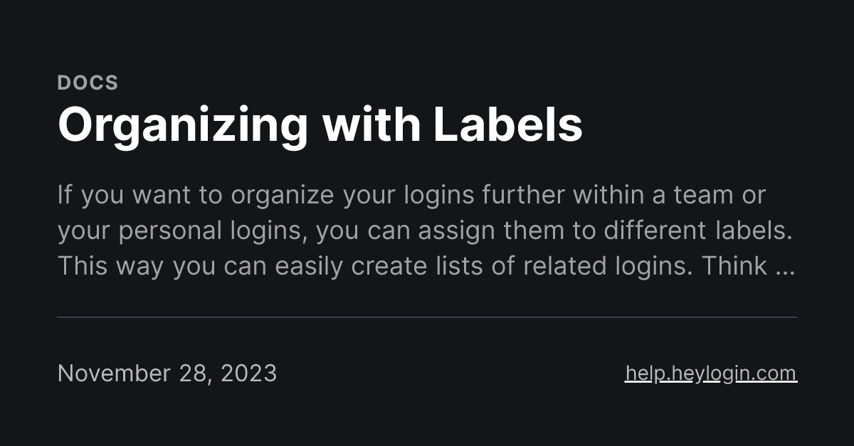 Organizing with Labels