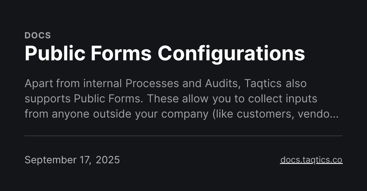 Public Forms Configurations