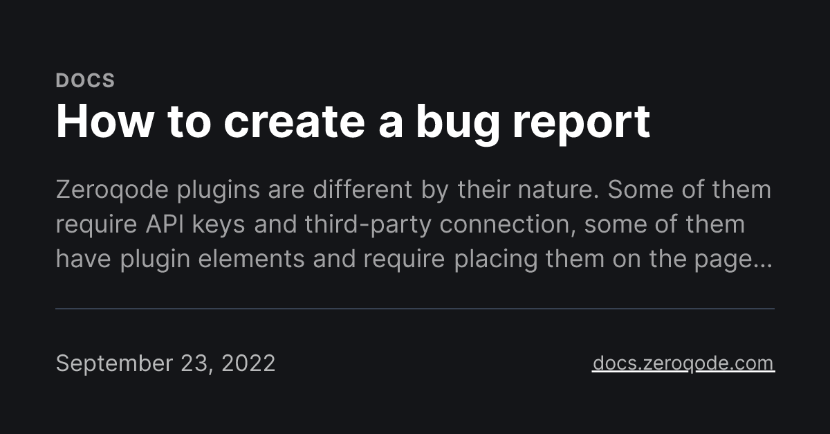 How to create a bug report