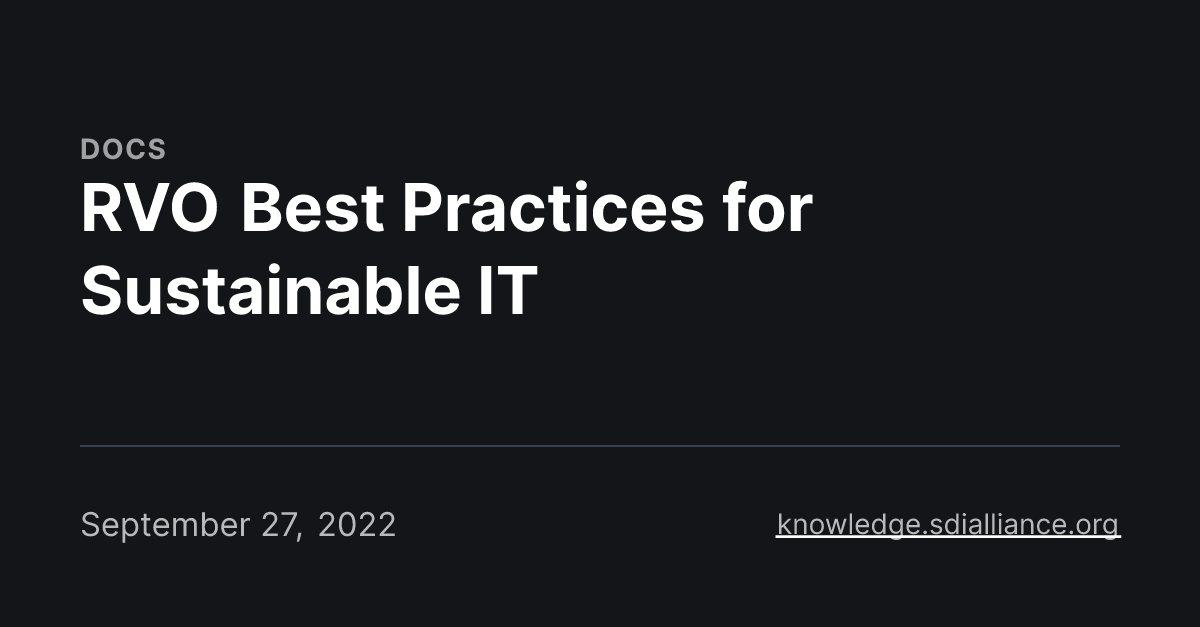 RVO Best Practices for Sustainable IT