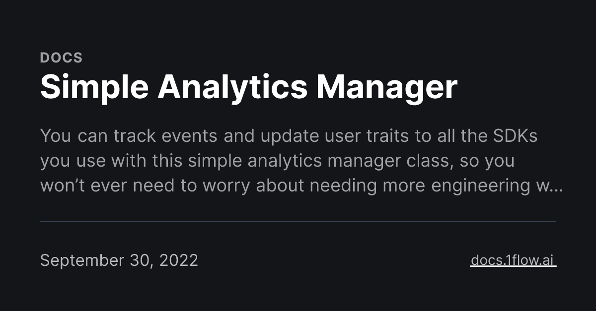 Simple Analytics Manager